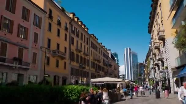 이탈리아 밀라노 보행자 파노라마 — 비디오