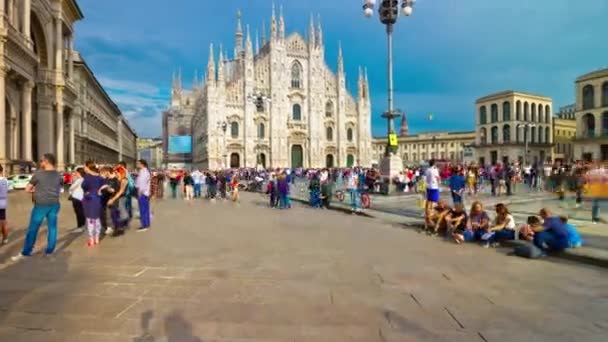 Famous Crowded Duomo Cathedral Square Milan City Italy — Stock Video