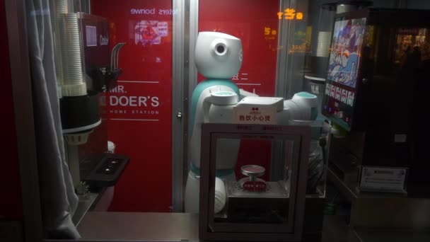 Nanjing City Street Juice Robot Okna Porcelán — Stock video
