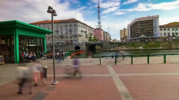 Famosa Bahía Canales Ciudad Milán Italia — Vídeo de stock