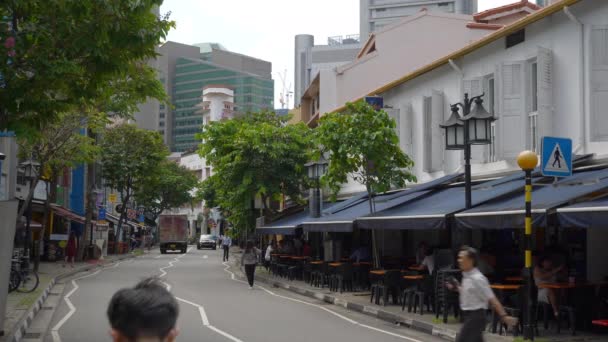 Denní Čas Singapore Centrum Města Slavné Turistické Noční Život Ulice — Stock video