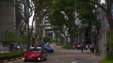 SINGAPORE - CIRCA 2020: day time singapore city downtown traffic street panorama 4k