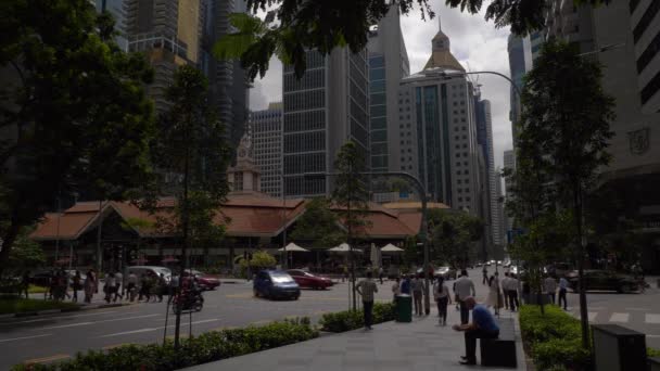 Сінгапурське Місто Центрі Міста Денний Час Вуличний Знаменитий Харчовий Ринок — стокове відео
