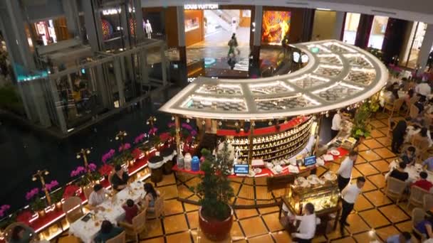 Singapore Centrum Van Stad Beroemd Centrum Baai Winkelcentrum Cafe Top — Stockvideo