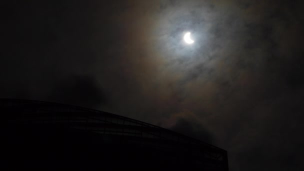 Giorno Singapore Città Centro Piazza Eclissi Solare Tempo Fino Vista — Video Stock