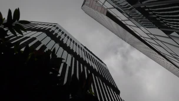 Esős Singapore Város Belváros Iroda Felhőkarcoló Fel Nézet Lassított Felvétel — Stock videók