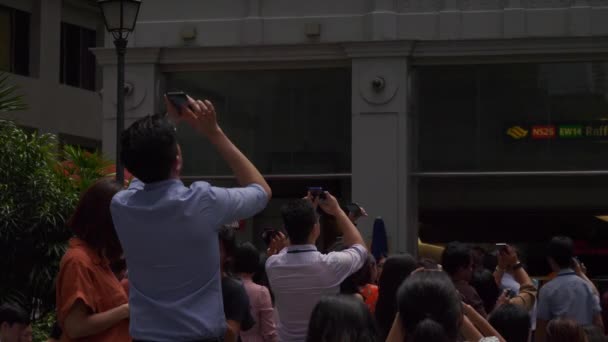 Horário Dia Singapore Cidade Centro Cidade Lotado Quadrado Solar Eclipse — Vídeo de Stock