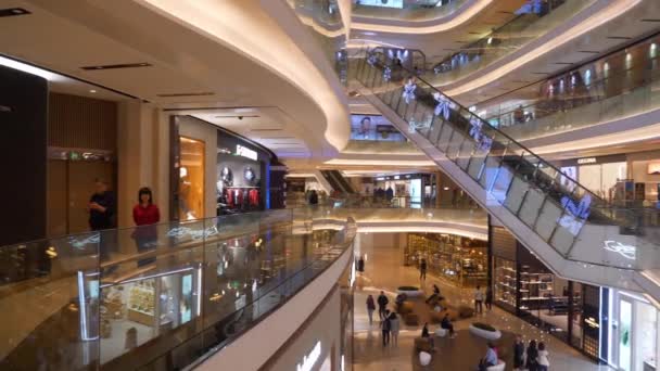 Noite Tempo Guangzhou Centro Cidade Moderno Shopping Interior Câmera Lenta — Vídeo de Stock