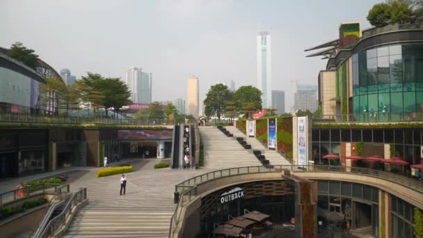 Słoneczny Czas Guangzhou Miasta Centrum Nowoczesne Centrum Handlowe Centralny Kwadrat — Wideo stockowe