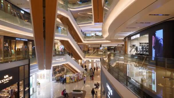 Guangzhou Stadtzentrum Modernes Einkaufszentrum Inneren Zeitlupe Fuß Panorama China — Stockvideo