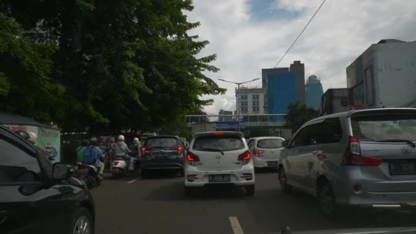 Dzień Czas Jakarta Miasto Samochód Droga Wycieczka Przód Punkt Panorama — Wideo stockowe