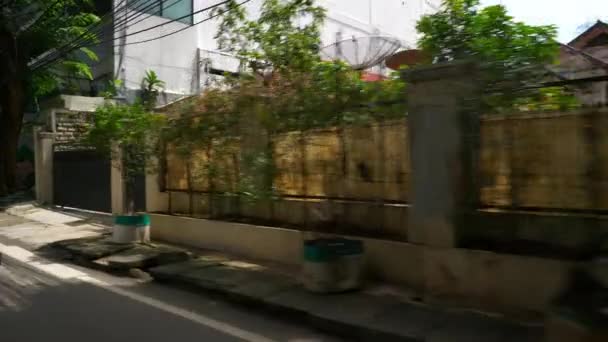 Сонячний День Джакарта Міські Таксі Їдуть Ззаду Пасажирські Пов Панорама — стокове відео