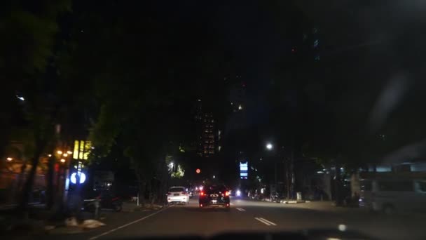 Noc Čas Jakarta Město Centrum Auto Pohon Pov Přední Panorama — Stock video