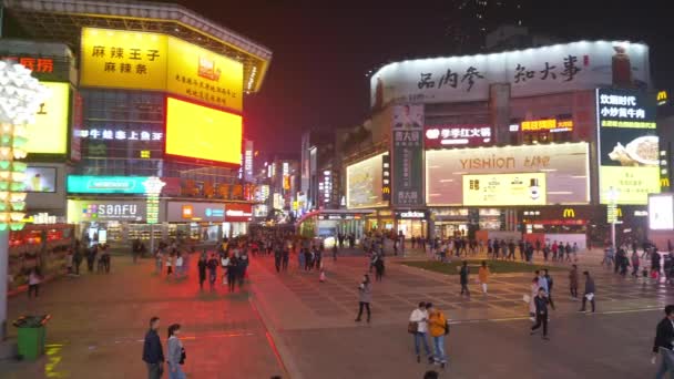 Cambios China Octubre 2019 Ciudad Changsha Iluminada Por Noche Distrito — Vídeo de stock