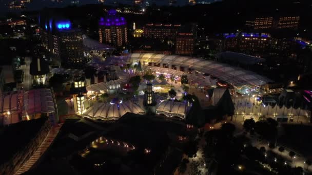 Gece Aydınlatılmış Singapur Şehri Panoramik Görünüm — Stok video
