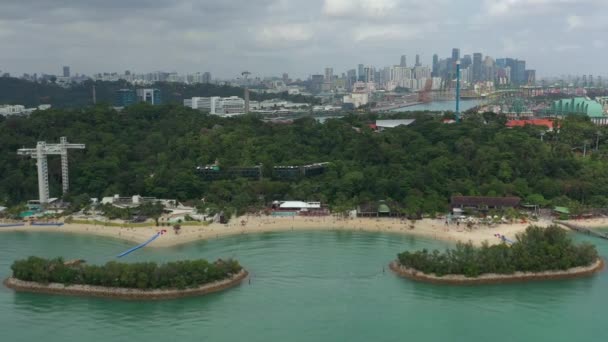 Kota Singapura Hiburan Terkenal Dan Wilayah Pantai Pulau Yang Santai — Stok Video