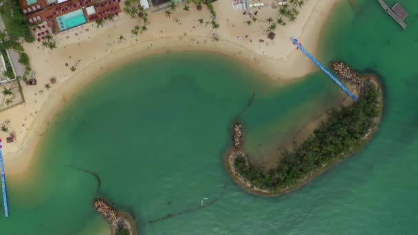 Singapura Cidade Entretenimento Famoso Relaxante Área Praia Ilha Panorama Aéreo — Vídeo de Stock