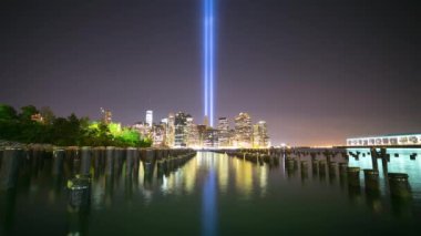 11 Eylül gece ışıkları, New York 'tan 4k zaman dilimi.