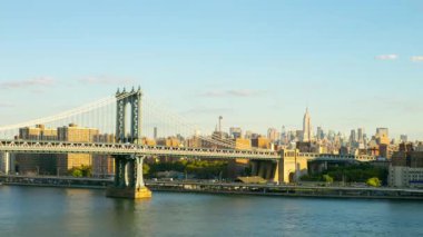 Yaz ışığı Brooklyn Köprüsü, Manhattan Panorama, 4K, zaman aşımı, ABD