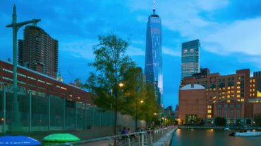 Manhattan Batı Caddesi Özgürlük Kulesi Manzara 4k Zaman Ayarı