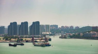 günbatımı zamanı sanya city defne çatı panorama 4k timelapse hainan Adası Çin