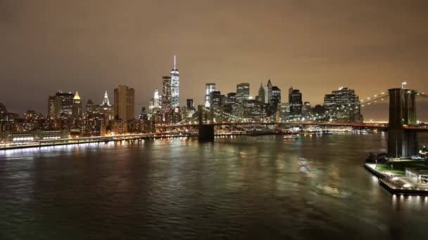 Manhattan Noite Luz Trânsito Rio Estrada Time Lapse — Vídeo de Stock
