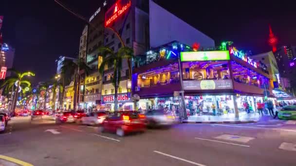 Kuala Lumpur Stadtbild Nacht Beleuchtet Verkehr Straßenpanorama Zeitraffer Malaysia — Stockvideo