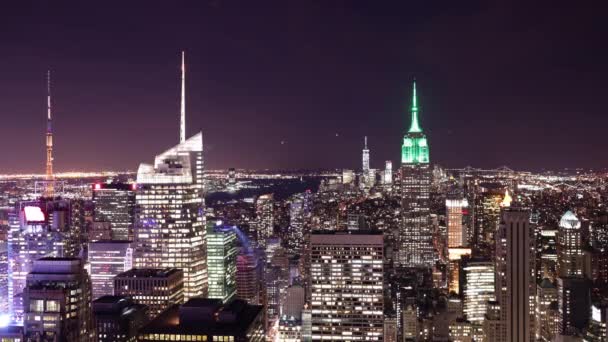 Nueva York Septiembre 2014 Panorama Ciudad Luz Nocturna Desde Azotea — Vídeos de Stock