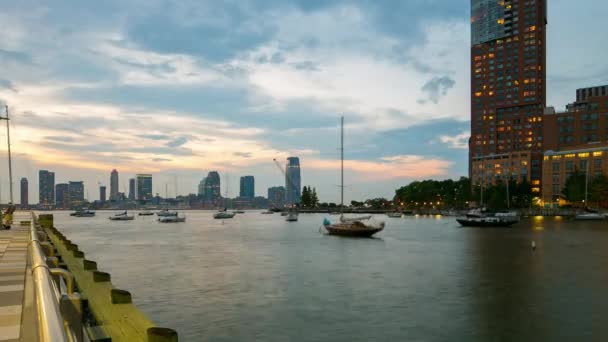 Sonniger Tag Manhattan Panorama Zeitraffer Aus New York Usa — Stockvideo