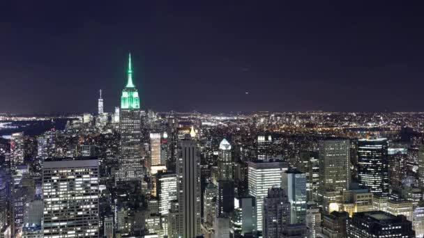 New York Usa September 2014 Kota Cahaya Malam Panorama Dari — Stok Video