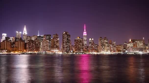 Widok Nocny Manhattan Timelapse Nowego Jorku — Wideo stockowe