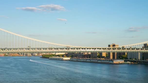 Luce Estiva Brooklyn Bridge Manhattan Panorama Time Lapse Usa — Video Stock