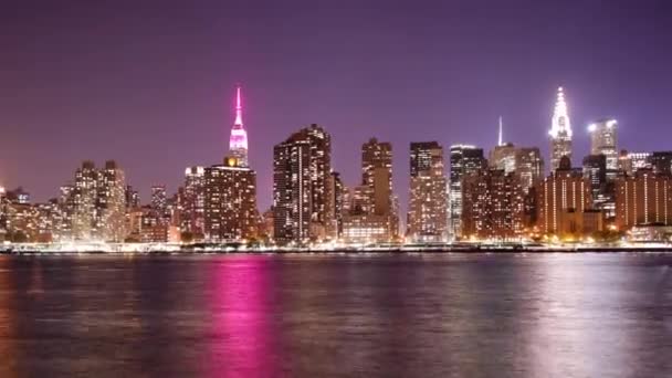 Vista Panorámica Noche Manhattan Timelapse Desde Nueva York — Vídeo de stock