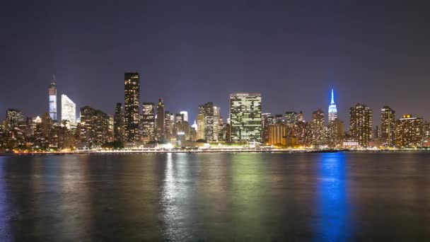 Vista Panorámica Noche Manhattan Timelapse Desde Nueva York — Vídeos de Stock