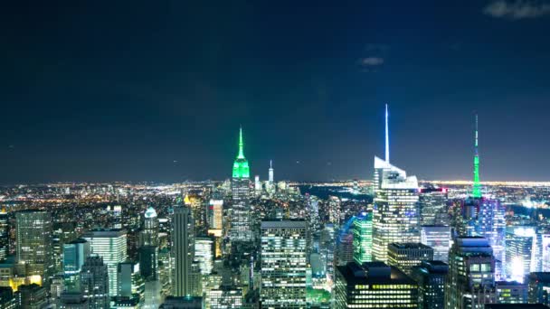 New York Usa Settembre 2014 Panorama Notturno Della Città Dal — Video Stock