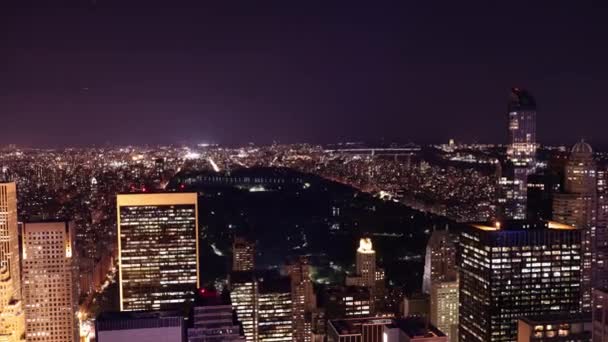 Nattljus New York Uptown Central Park View Time Lapse — Stockvideo