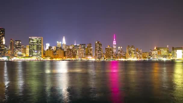 Szenischer Blick Auf Manhattan Der Nacht Zeitraffer Aus New York — Stockvideo