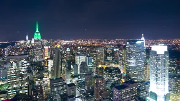 Nueva York Septiembre 2014 Panorama Ciudad Luz Nocturna Desde Azotea — Vídeo de stock