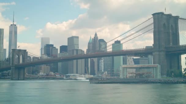 Summer Light Brooklyn Bridge Manhattan Panorama Time Lapse Verenigde Staten — Stockvideo