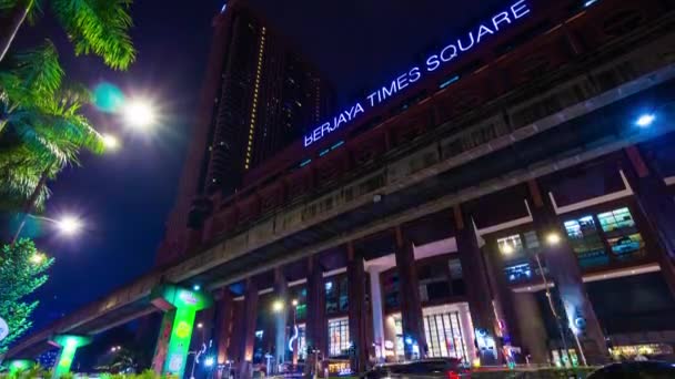 Kuala Lumpur Paisaje Urbano Noche Iluminado Tráfico Calle Panorama Time — Vídeo de stock