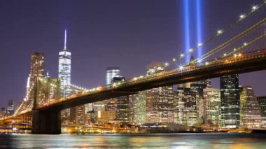 11 Eylül gece ışıkları, New York 'tan 4k zaman dilimi.