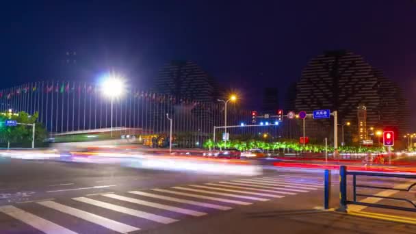 Noite Tempo Iluminado Sanya Tráfego Rua Panorama Hainan Ilha China — Vídeo de Stock