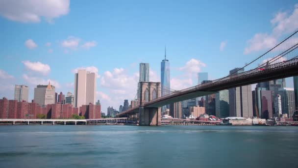 Luz Verano Brooklyn Bridge Manhattan Panorama Time Lapse Estados Unidos — Vídeo de stock