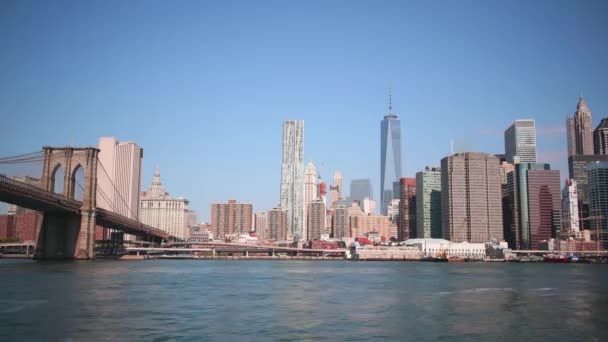 Summer Light Brooklyn Bridge Manhattan Panorama Time Lapse Usa — Stock Video