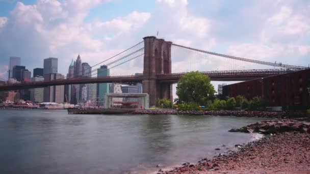 Luce Estiva Brooklyn Bridge Manhattan Panorama Time Lapse Usa — Video Stock