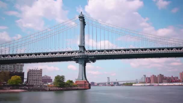 Summer Light Brooklyn Bridge Manhattan Panorama Time Lapse Usa — 비디오