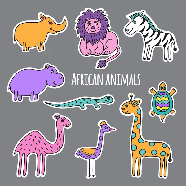 Conjunto de animales africanos — Vector de stock