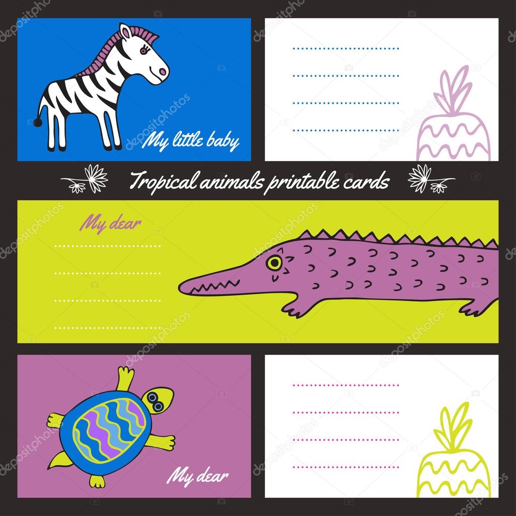 Tropic animals printable cards