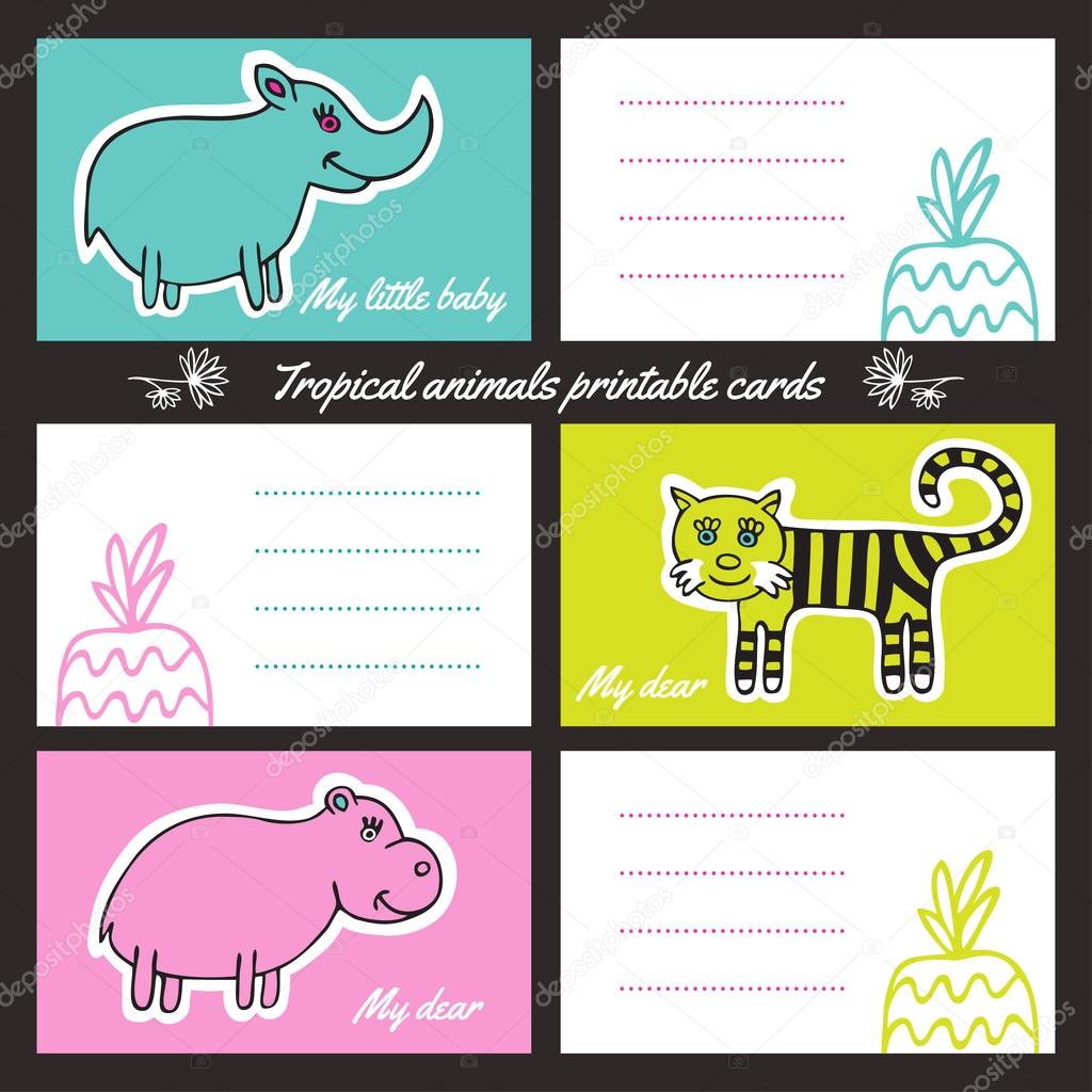 Tropic animals printable cards