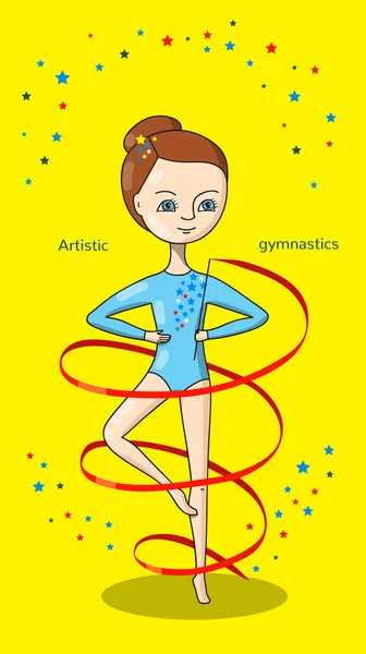 Sports for kids. Artistic gymnastics — Stock Vector